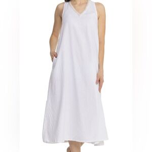 Calypso St. Barth Elegant White linen Maxi Dress